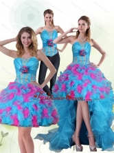 2015 Detachable Strapless Appliques Prom Skirts with Hand Made Flower QDZY464TZB1FOR