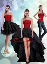 2015 Detachable Strapless Beading Prom Skirts in Red and Black QDZY597TZB1FOR 