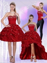 2015 Detachable Strapless Wine Red Prom Skirts with Embroidery QDZY230TZB1FOR