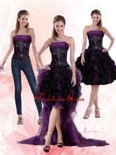 2015 Beading and Ruffles Strapless Knee length Detachable Prom Skirts ZYLJ08TZB1FOR