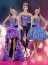 2015 Spring Sweetheart Beading Multi Color Detachable Prom Skirts with Hand Made Flower QDZY453TZB1FOR