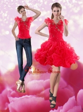 Detachable 2015 Knee Length Red Prom Skirts with Beading and Ruffles XFNAO293TZB1FOR 