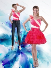 Detachable 2015 One Shoulder Prom Skirts with Hand Made Flowers and Ruffled Layers XFNAO239TZB1FOR