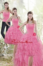 Detachable 2015 Rose Pink Prom  Skirts with Beading and Ruffles XFNAO142TZB1FOR