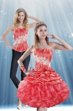 Detachable 2015 Strapless Appliques and Pick Ups Prom Skirts in Coral Red XFNAOA43TZB1FOR