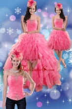 Detachable 2015 Strapless High Low Prom Skirts with Beading and Ruffles XFNAO724TZB1FOR