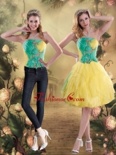 Detachable 2015 Strapless Knee Length Multi Color Prom Skirts with Appliques XFNAO756TZB1FOR