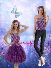 Detachable 2015 Strapless Purple Prom Skirts with Appliques and Ruffles XFNAO244TZB1FOR