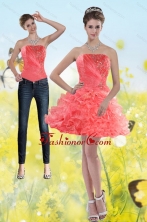 Detachable 2015 Watermelon Red Strapless Prom Skirts with Beading and Ruffles XFNAOA704TZB1FOR