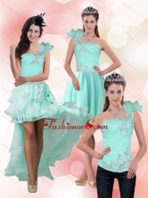 Detachable Apple Green One Shoulder Prom Skirts with Beading for 2015 QDZY640TZB1FOR