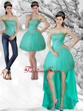 Detachable Apple Green Strapess High Low Prom Skirts with Beading QDZY218TZB1FOR