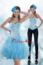 Detachable Appliques and Ruffles Sweetheart Aqua Blue Prom Skirts for 2015 XFNAOA45TZB1FOR