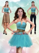Detachable Aqua Blue Leopard Printed 2015 Prom Skirts with Beading ZYLJ91403TZB1FOR