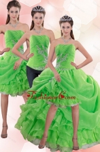 Detachable Strapless Spring Green Prom Skirts with Appliques and Ruffles XFNAO5801TZB1FOR