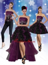 High Low Strapless 2015 Detachable Prom Skirts with Ruffles and Embroidery QDZY027TZB1FOR