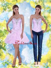 2015 Detachable Knee Length Beading and Ruffles Sweetheart Prom Dresses SJQDDT2004FOR