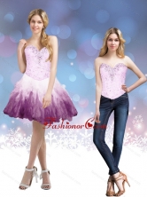 2015 Detachable Short Multi Color Prom Dresses with Beading and Ruffles SJQDDT7004FOR