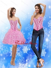 2015 Detachable Sweetheart Rose Pink Prom Dress with Beading and Ruffles QDDTA67004FOR