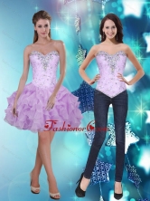 2015 Detachable Sweetheart Short Prom Dresses with Beading and Ruffles SJQDDT3004FOR