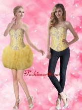 Beautiful Short Sweetheart Beaded Prom Dresses in Gold for Cocktail SJQDDT65004FOR