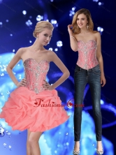 Comfortable Watermelon Ball Gown Prom Dress with Beading and Pick Ups SJQDDT64004FOR