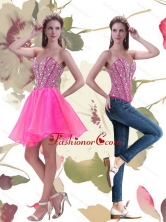 Detachable 2015 A Line Mini Length Hot Pink Prom Dress with Beading QDDTA64004FOR