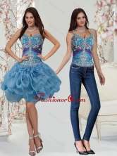 Detachable 2015 Appliques and Rolling Flowers Straps Prom Dresses in Multi Color SJQDDT20004FOR