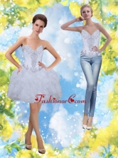 Detachable Beading and Ruffles Sweetheart Prom Dresses in White for 2015 SJQDDT16004-1FOR