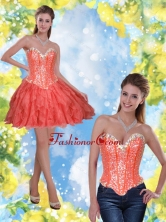 Detachable Short Beading and Ruffles Coral Red 2015 Prom Dresses SJQDDT23004-3FOR 