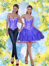 Detachable Short Beading and Ruffles Lavender Prom Dresses for 2015 SJQDDT23004-1FOR