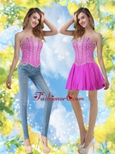 Detachable Short Fuchsia Prom Dresses with Beading for 2015 SJQDDT34004FOR