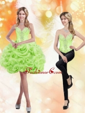 Detachable Sweetheart Short Rolling Flowers 2015 Spring Green Prom Dresses SJQDDT17004FOR 