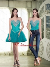 Discount Short Sweetheart Teal Prom Dresses with Beading SJQDDT86004FOR
