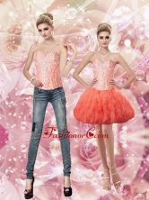Latest Sweetheart Watermelon Prom Dresses with Beading and Ruffles SJQDDT67004FOR