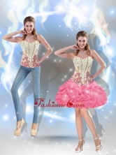 Sturning 2015 Ball Gown Beaded Rose Pink Prom Dresses with Pick Ups SJQDDT40004FOR