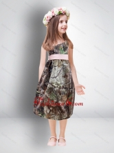 Cheap One Shoulder Tea Length Camo 2014 Flower Girl Dresses CMLD005FOR