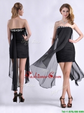 Best Selling Asymmetrical Column Prom Dress with Beaded Top and Ruching THPD095FOR