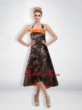 Romantic 2015 Empire Halter Camo Prom Dress with Tea Length CMPD014FOR