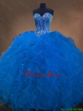 2016 Discount Sweetheart Beaded Blue Quinceanera Dresses with Ruffles SWQD050-1FOR