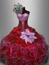 2016 In Stock Sweetheart Quinceanera Gowns in Wine Red SWQD031-5FOR