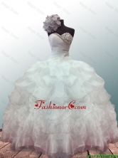 2016 New Style Sweetheart Ball Gown White Quinceanera Dresses with Beading and Ruffles SWQD019FOR