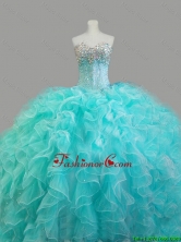 2016 Summer Elegant Beaded Sweetheart Quinceanera Dresses in Aqua BlueSWQD017FOR