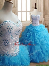 Affordable Baby Blue Big Puffy Quinceanera Dress with Beading and Ruffles SWQD148FOR