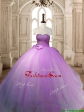 Beautiful Lilac Tulle Quinceanera Dress with Beading and Bowknot SWQD126FOR