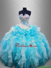Beautiful Strapless Beading and Ruffles Quinceanera Gowns in Organza SWQD025FOR