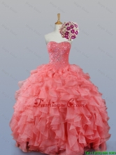 Custom Made Beading and Ruffles Sweetheart Quinceanera Dresses for 2015 Fall SWQD007FOR