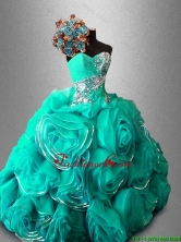 Discount Ball Gown Sweet 16 Dresses with Beading and Rolling Flowers SWQD040-1FOR