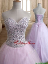 Discount Beaded Bodice Tulle Quinceanera Dress in Baby Pink SWQD140FOR