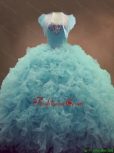 Discount Beaded and Ruffles Quinceanera Gowns in Light Blue SWQD053FOR
