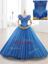 Exclusive Appliques Off the Shoulder Sweet 16 Dresses in BlueSWQD061AFOR